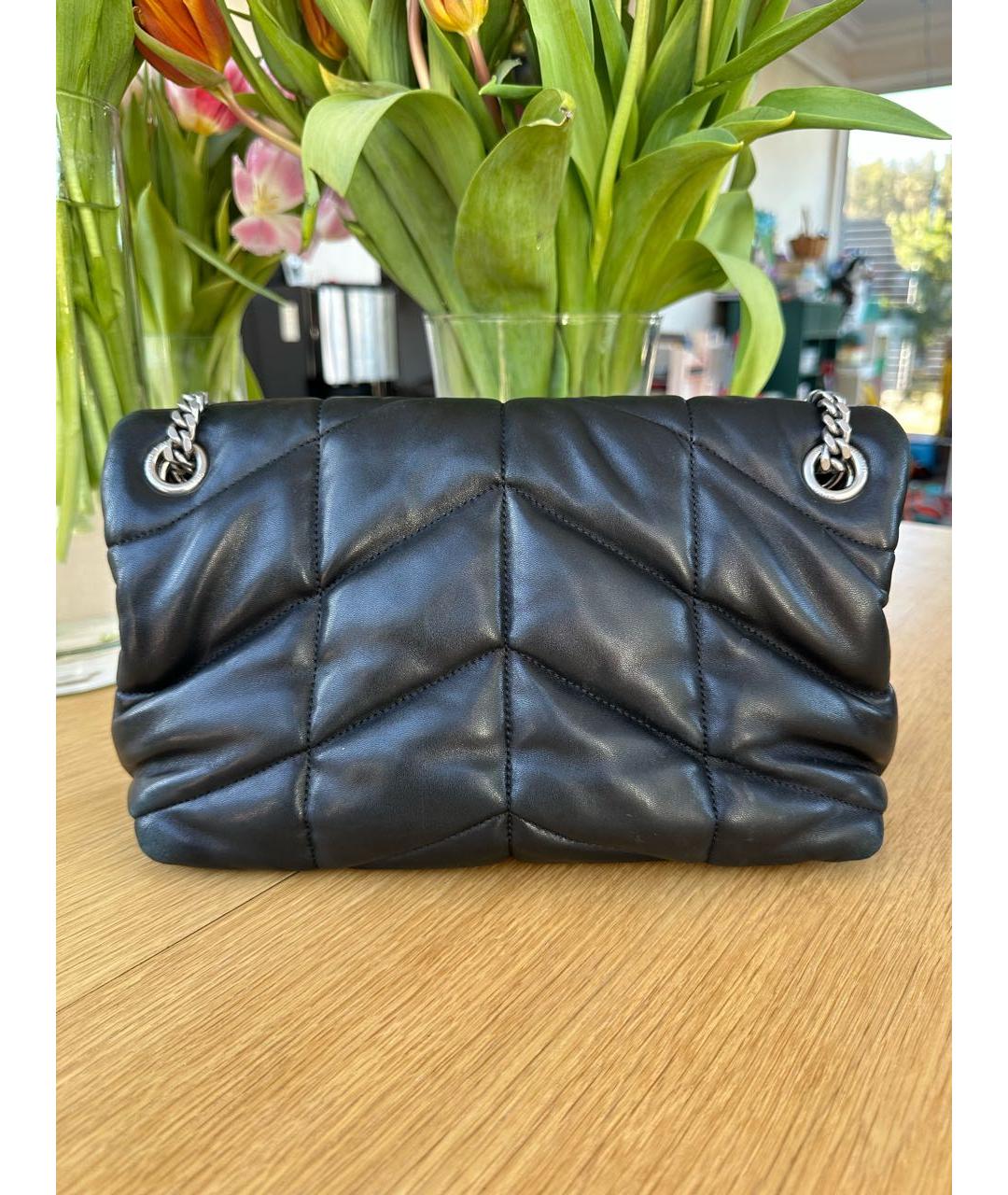 SAINT LAURENT Черная кожаная сумка через плечо, фото 3