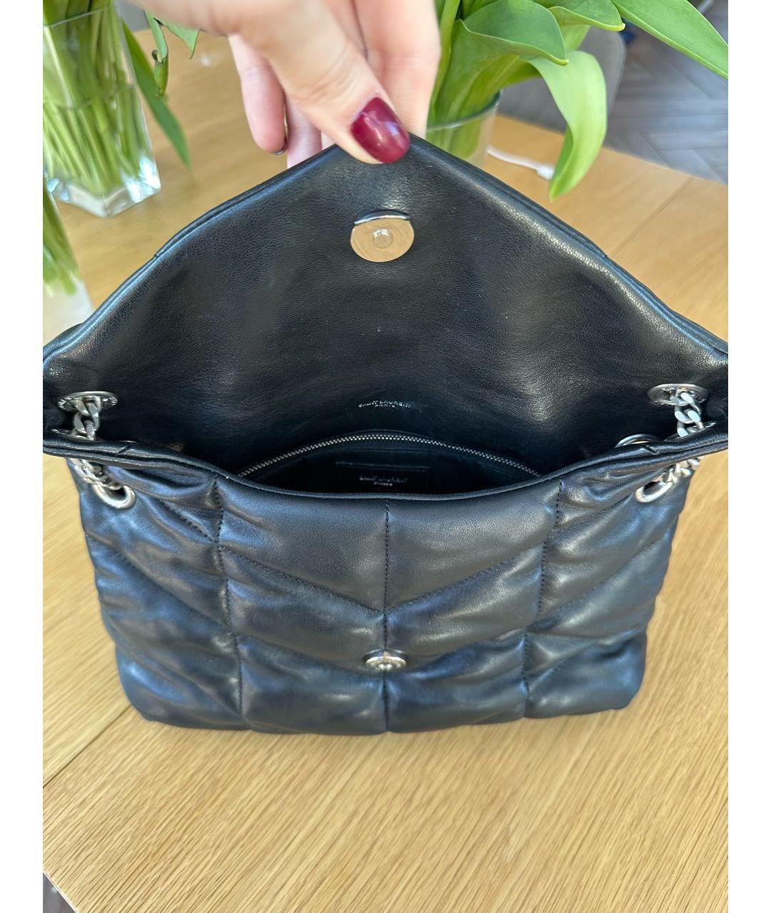 SAINT LAURENT Черная кожаная сумка через плечо, фото 4