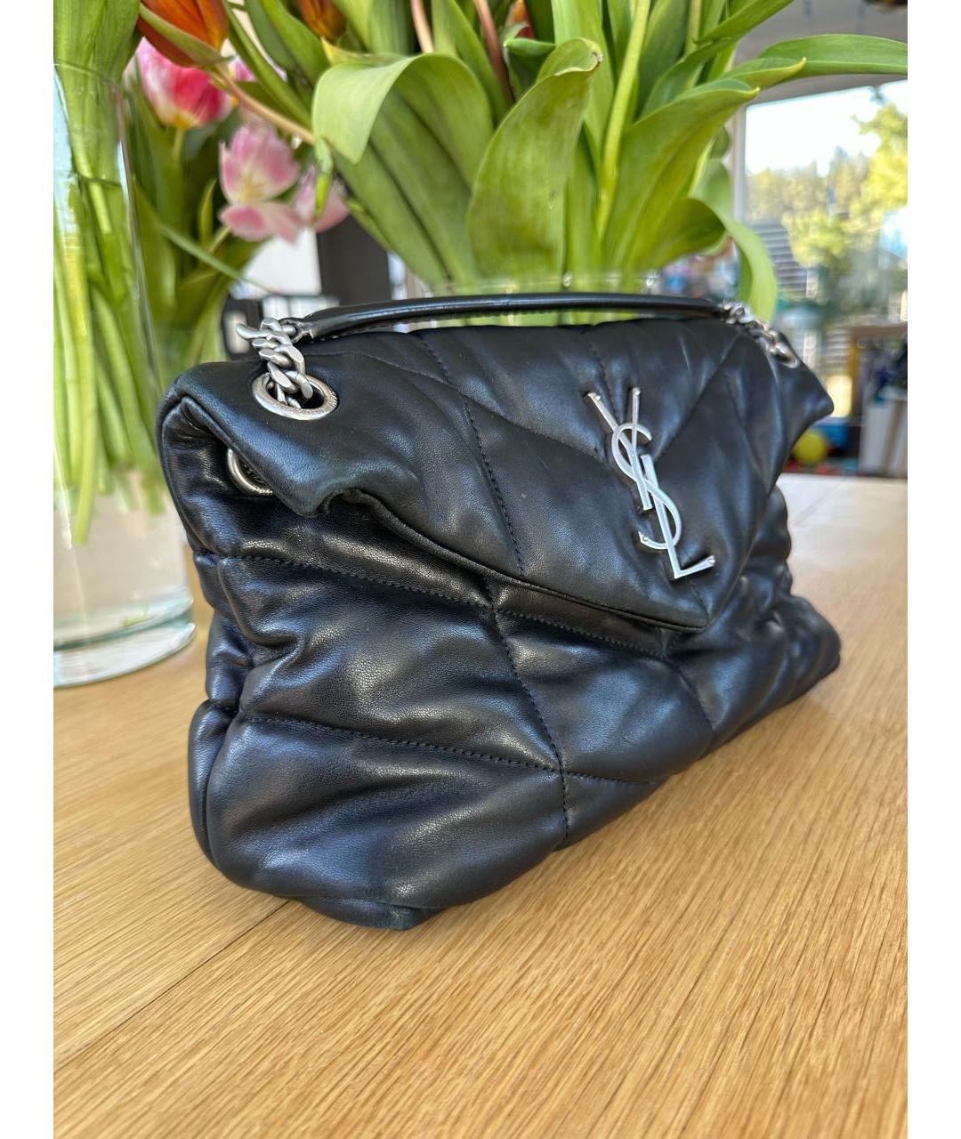 SAINT LAURENT Черная кожаная сумка через плечо, фото 2
