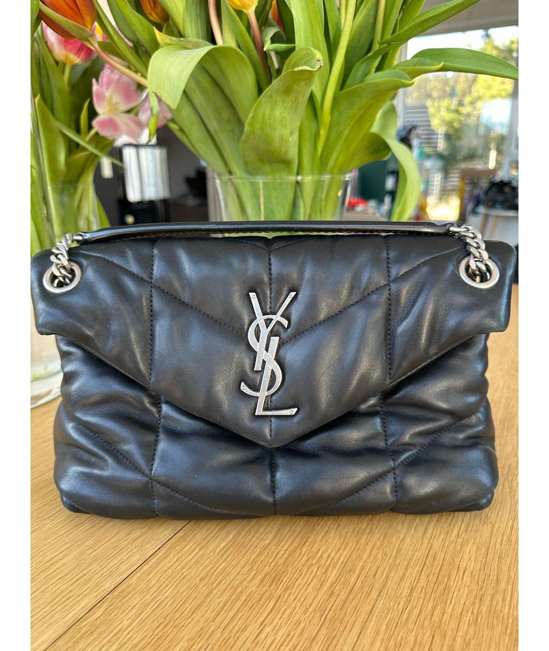 SAINT LAURENT Черная кожаная сумка через плечо, фото 9