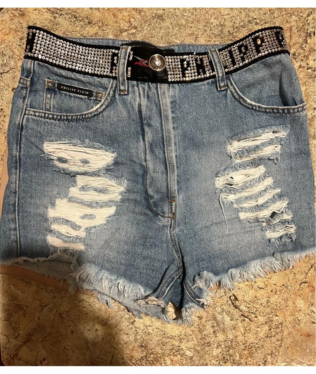PHILIPP PLEIN Синие деним шорты, фото 3