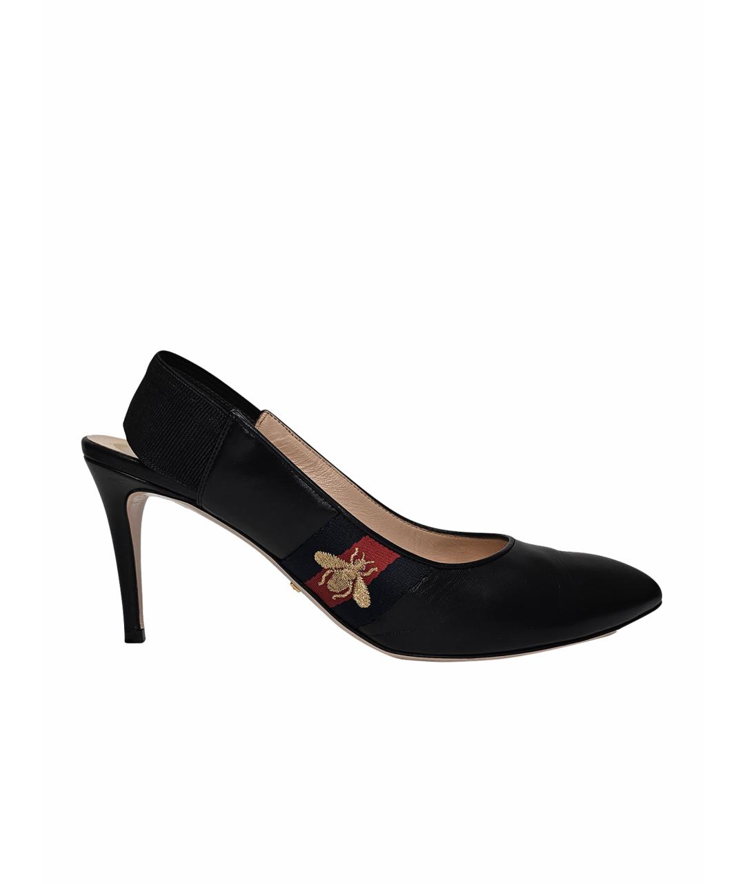 GUCCI Черные кожаные туфли, фото 1