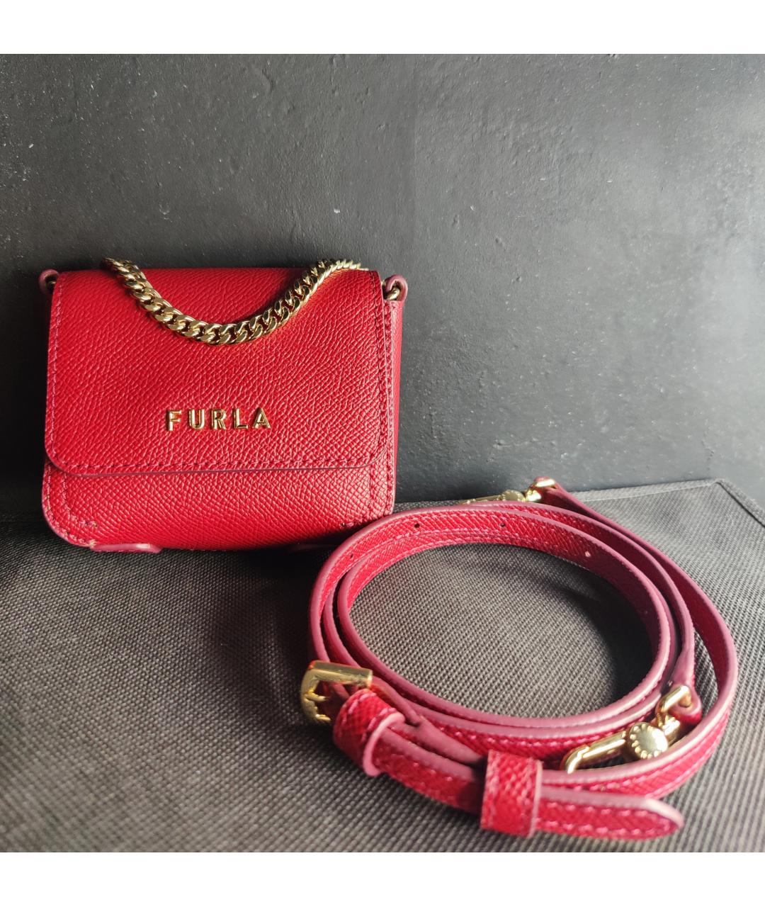 FURLA Бордовая кожаная сумка через плечо, фото 5