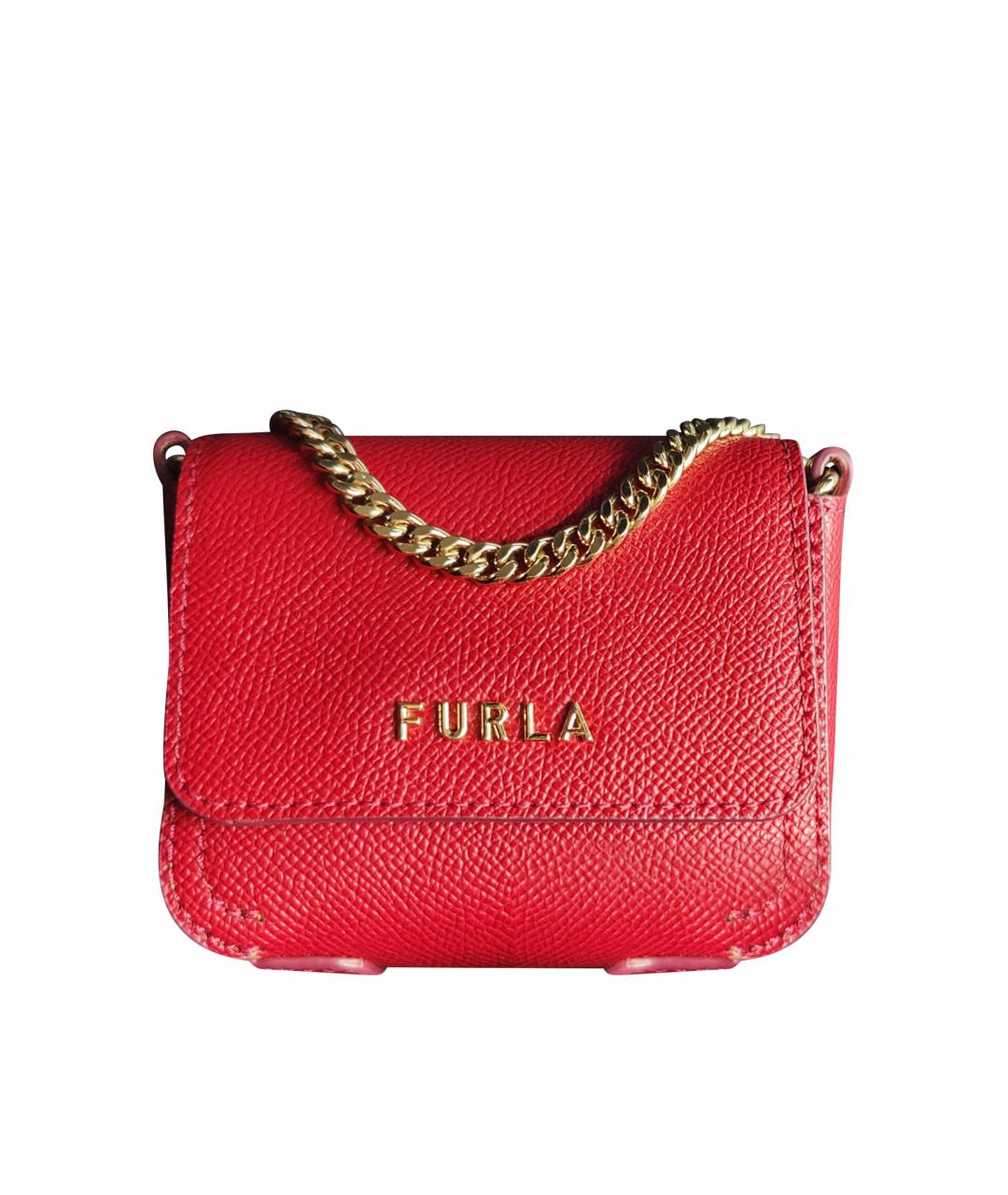 FURLA Бордовая кожаная сумка через плечо, фото 1