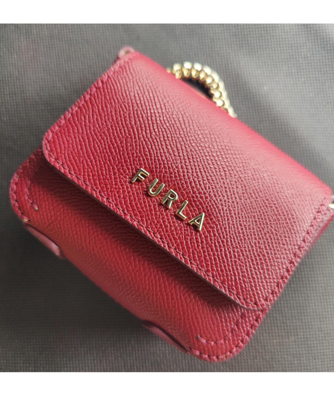 FURLA Бордовая кожаная сумка через плечо, фото 2