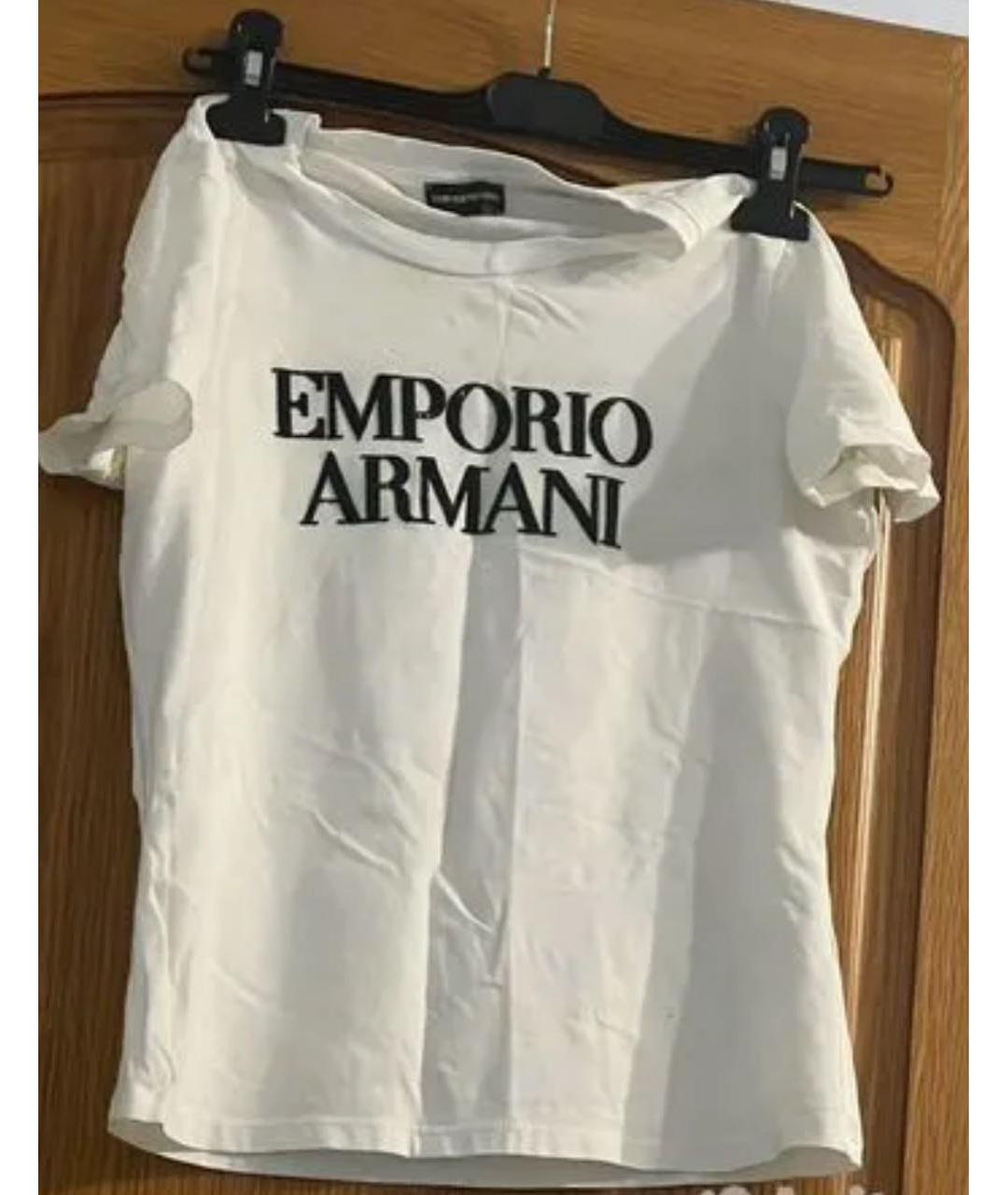 EMPORIO ARMANI Белая хлопко-эластановая футболка, фото 3