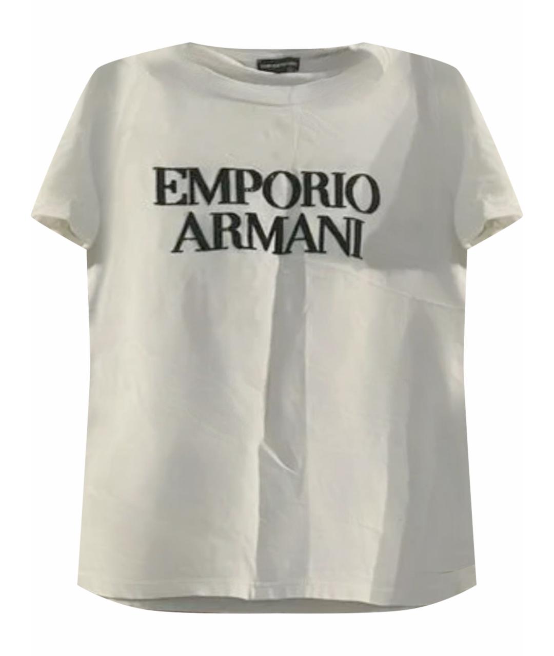 EMPORIO ARMANI Белая хлопко-эластановая футболка, фото 1