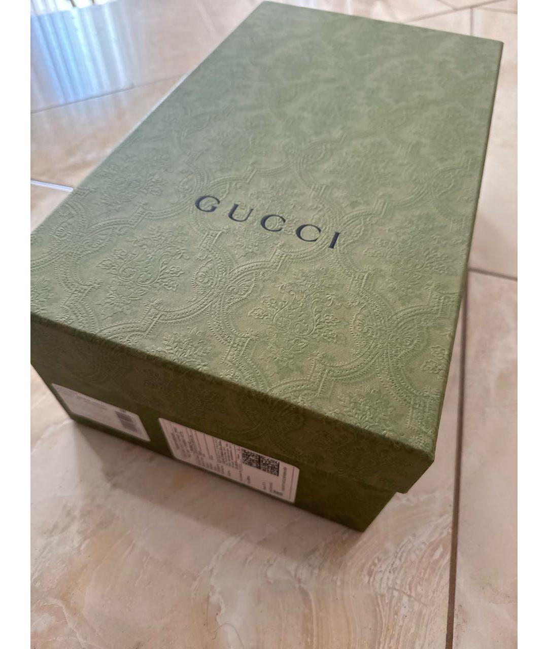 GUCCI Бежевые кожаные кроссовки, фото 8