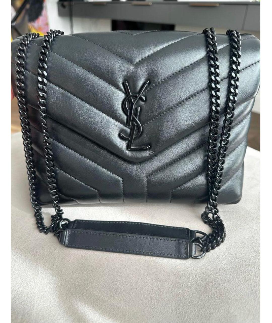 SAINT LAURENT Черная кожаная сумка через плечо, фото 4