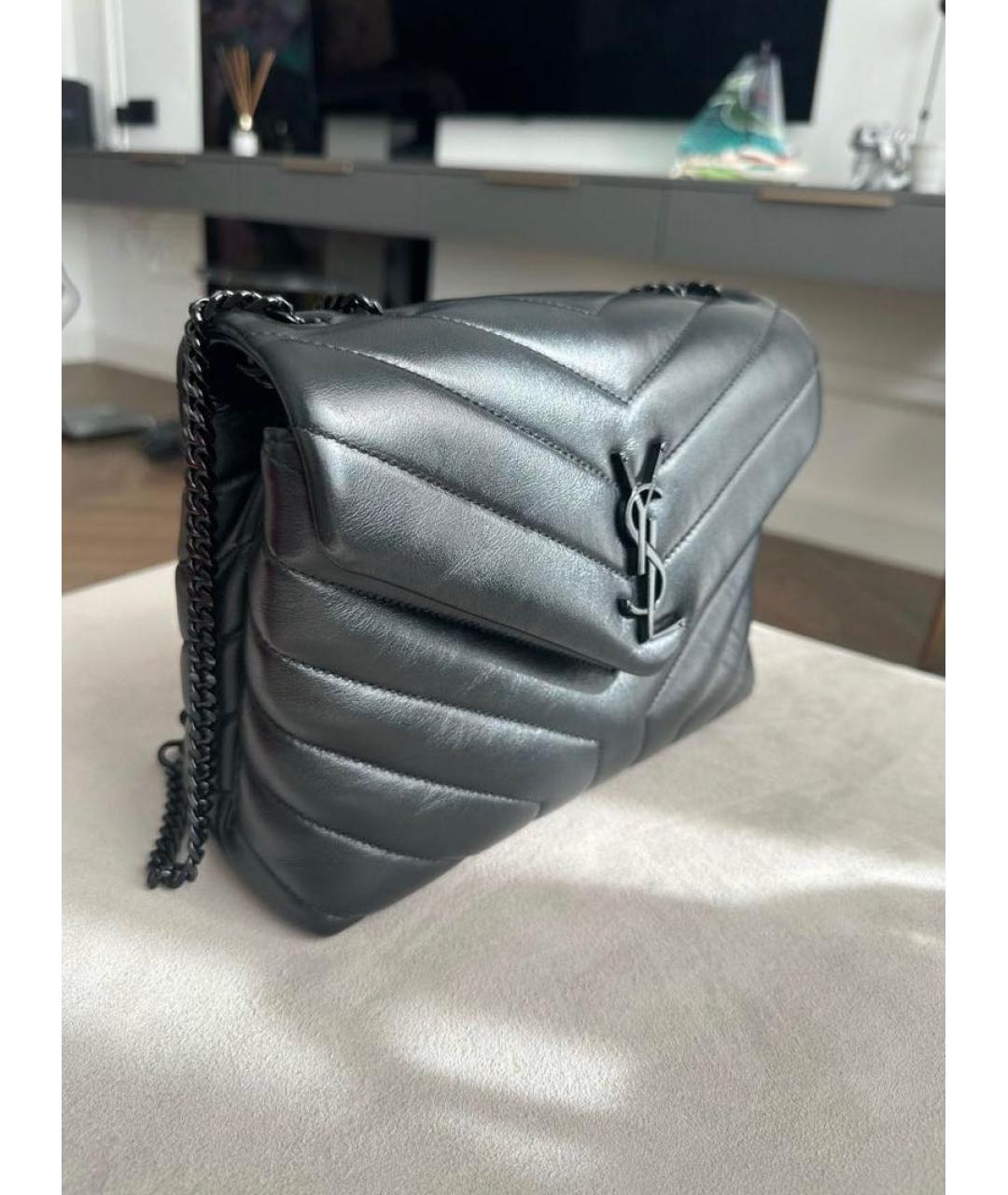 SAINT LAURENT Черная кожаная сумка через плечо, фото 2