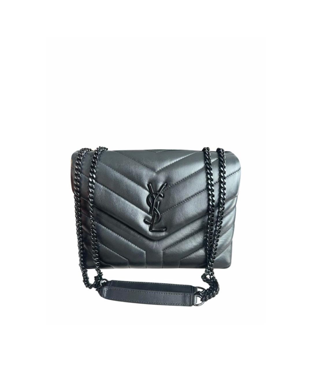 SAINT LAURENT Черная кожаная сумка через плечо, фото 1