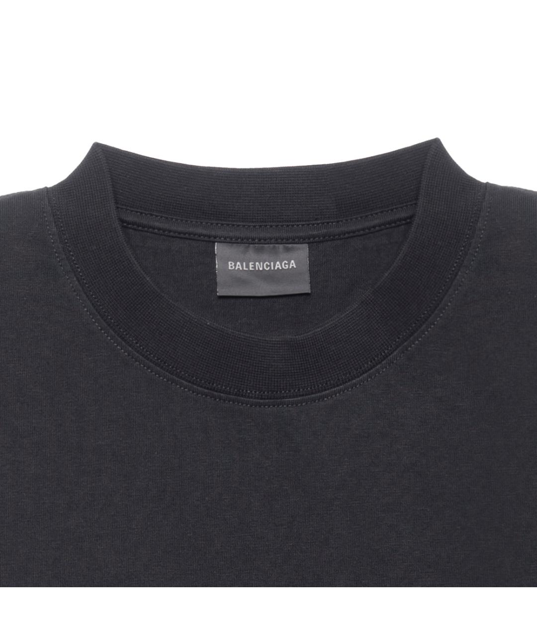BALENCIAGA Черная хлопковая футболка, фото 3