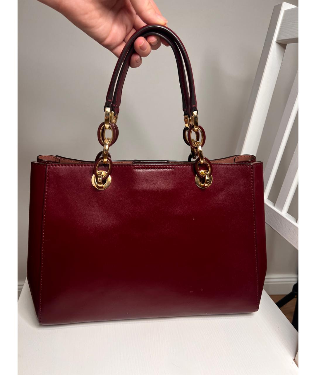 MICHAEL KORS Бордовая кожаная сумка с короткими ручками, фото 3