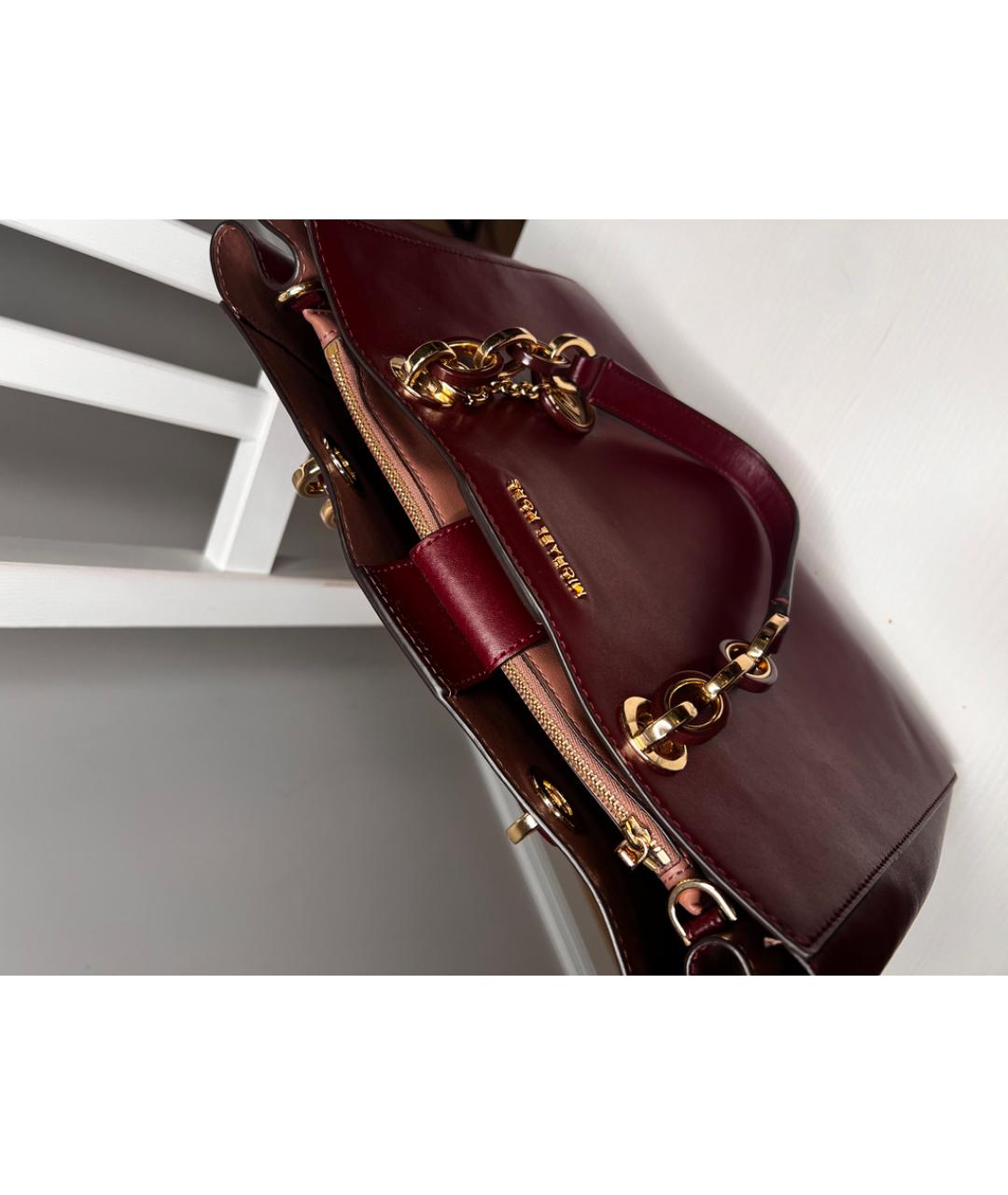 MICHAEL KORS Бордовая кожаная сумка с короткими ручками, фото 5