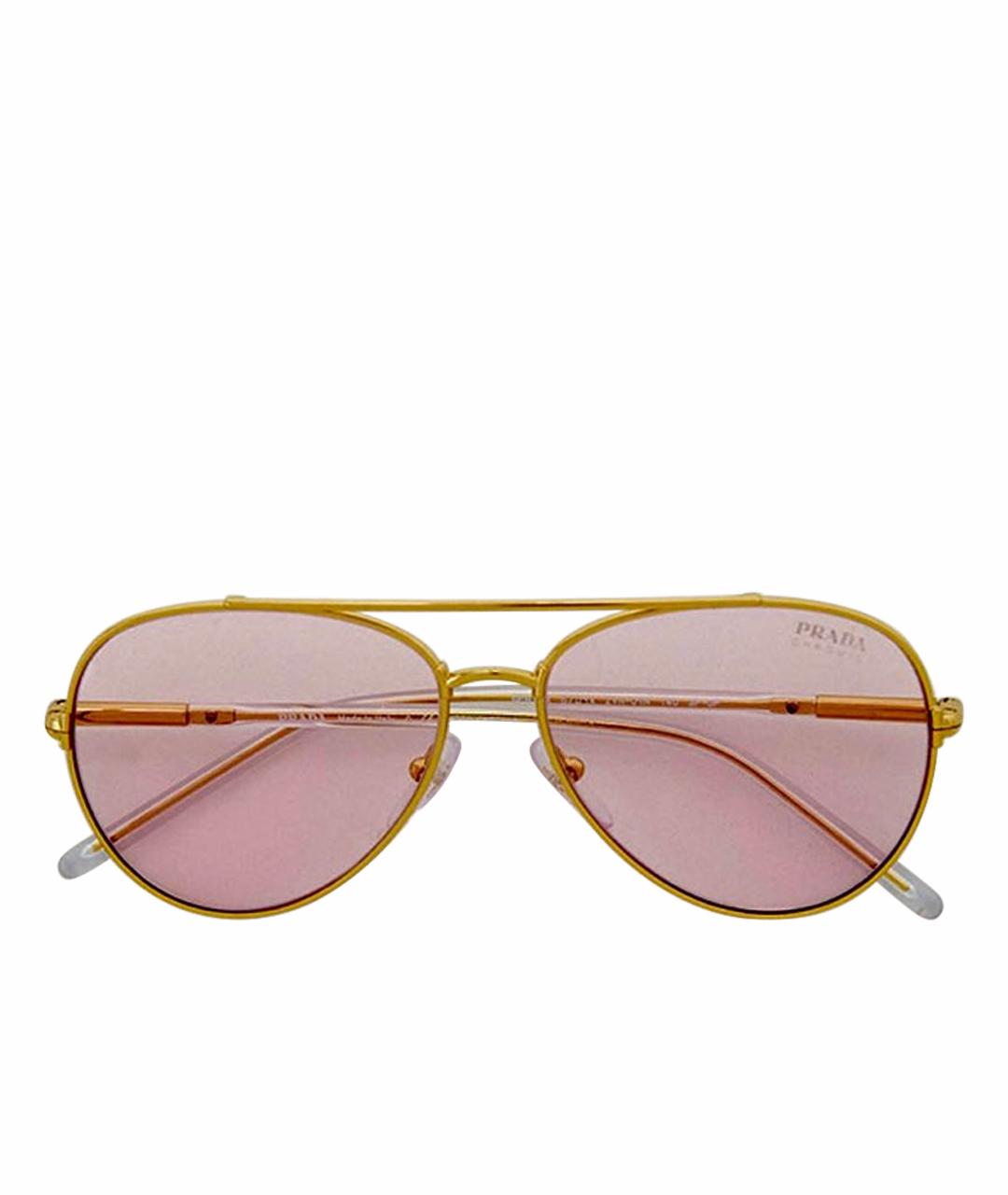 PRADA Золотые металлические солнцезащитные очки, фото 1