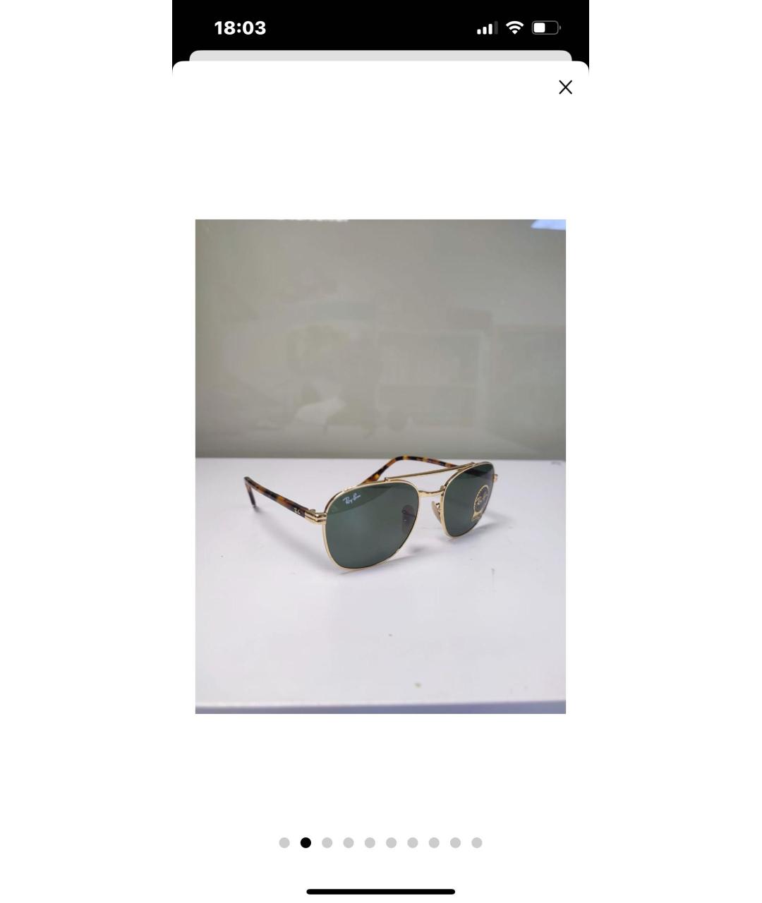 RAY BAN Зеленые пластиковые солнцезащитные очки, фото 2