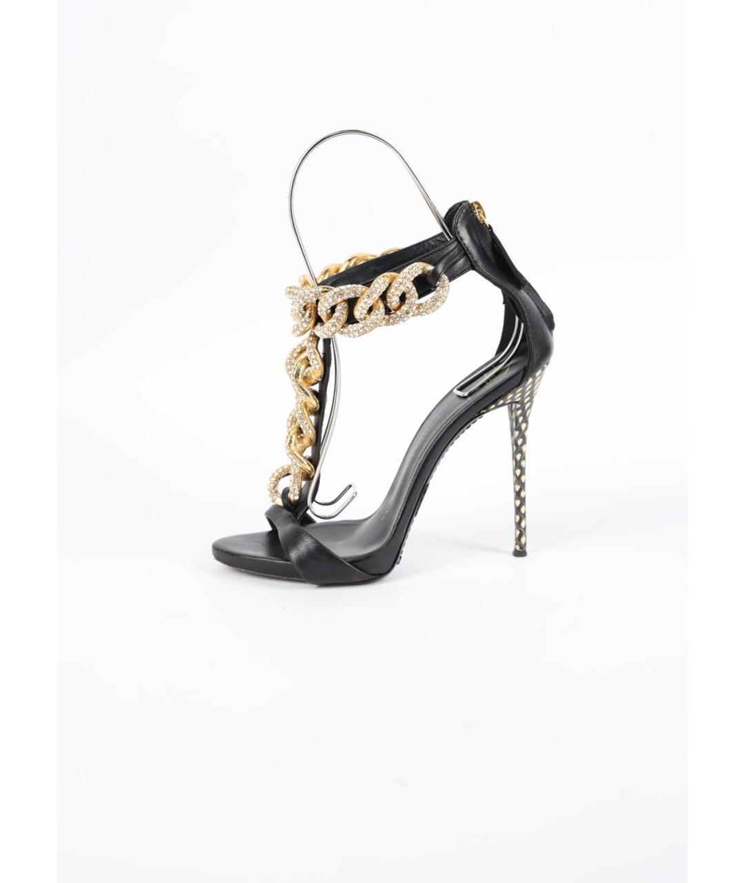 GIUSEPPE ZANOTTI DESIGN Черные кожаные босоножки, фото 6