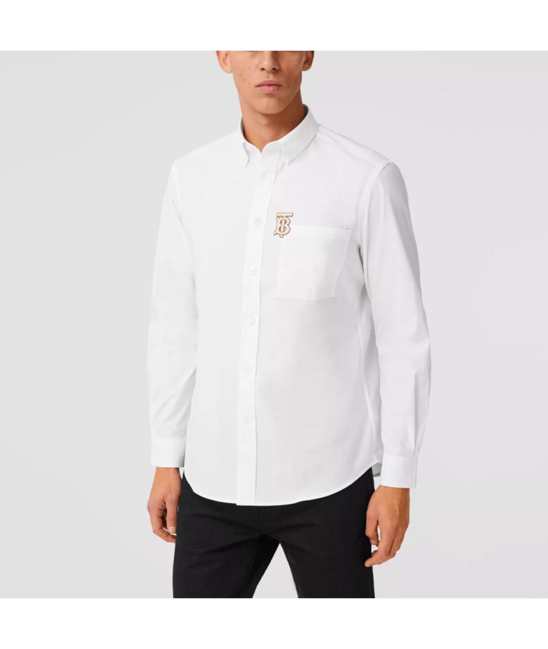 BURBERRY Белая хлопковая классическая рубашка, фото 5