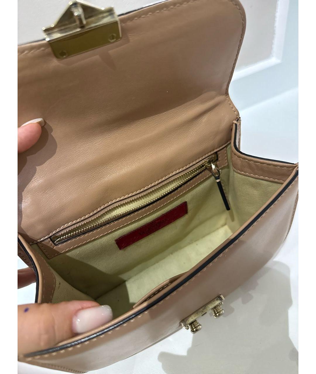 VALENTINO Коричневая кожаная сумка через плечо, фото 4