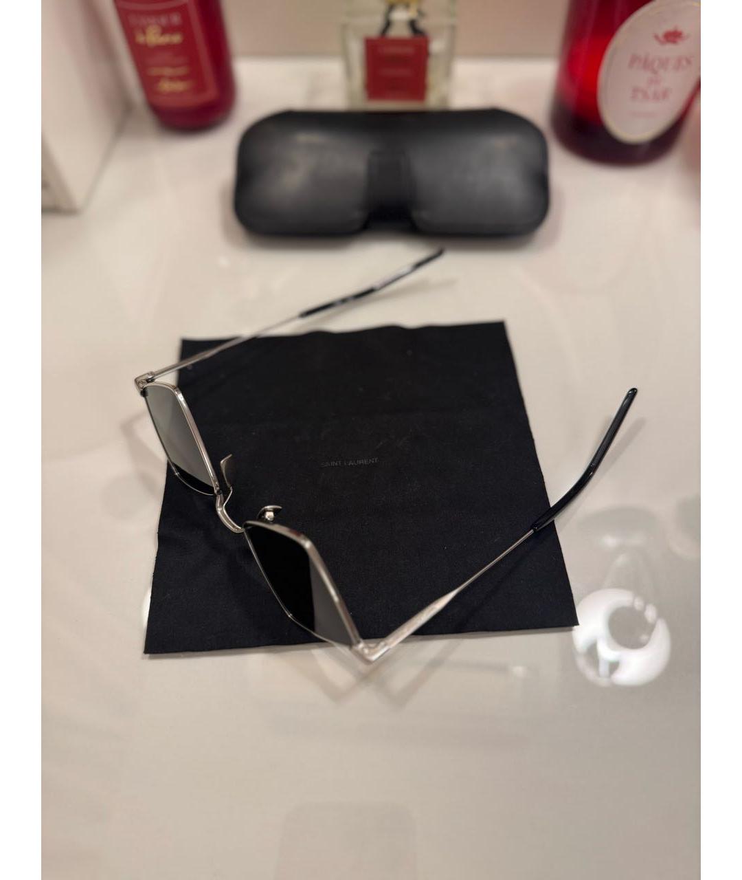 SAINT LAURENT Серебряные металлические солнцезащитные очки, фото 3