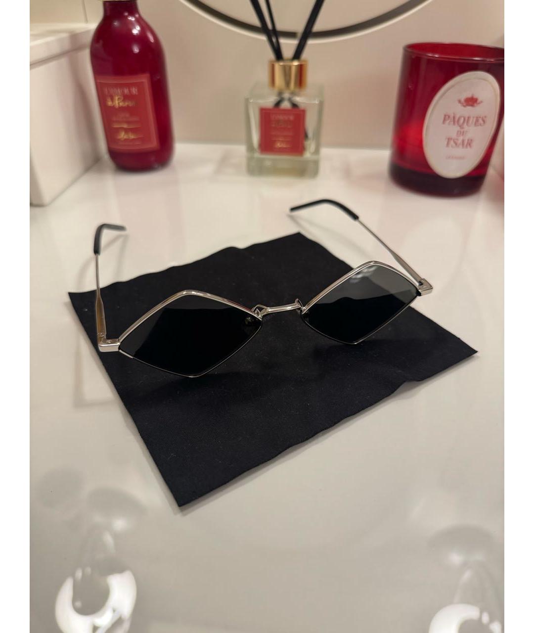 SAINT LAURENT Серебряные металлические солнцезащитные очки, фото 2