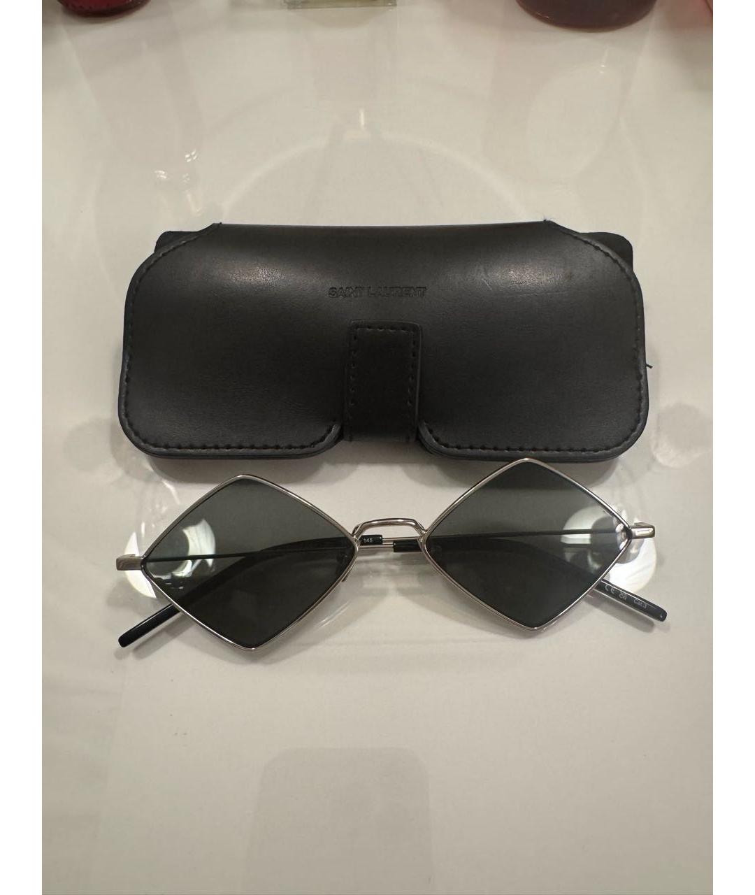 SAINT LAURENT Серебряные металлические солнцезащитные очки, фото 6