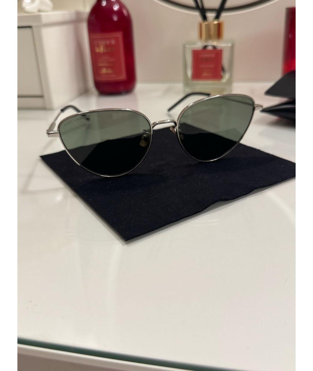 SAINT LAURENT Серебряные металлические солнцезащитные очки, фото 3