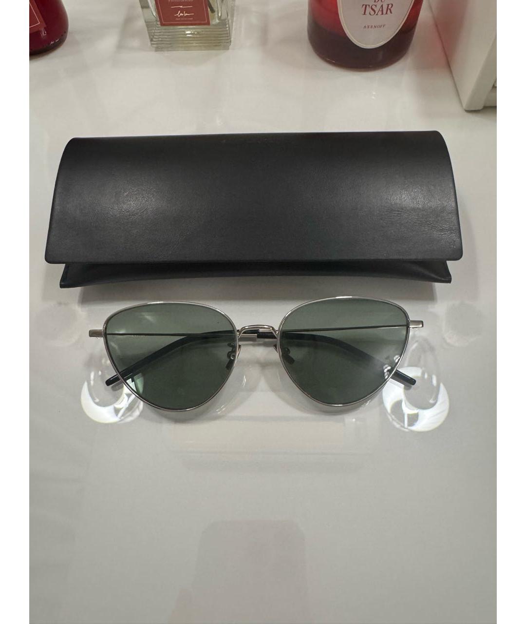 SAINT LAURENT Серебряные металлические солнцезащитные очки, фото 2