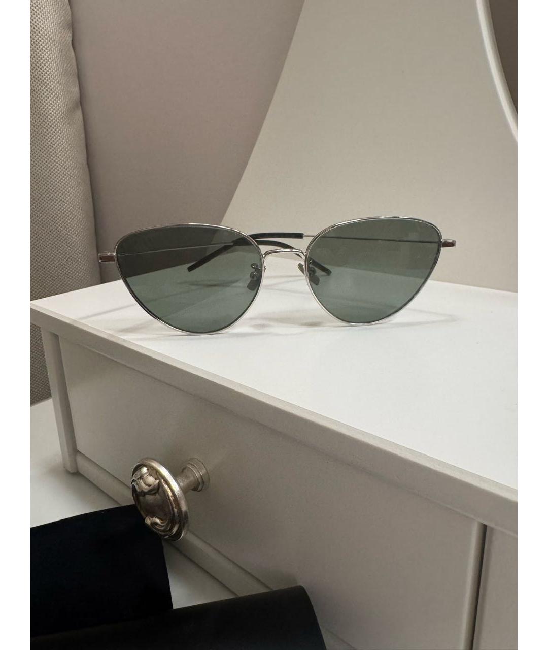 SAINT LAURENT Серебряные металлические солнцезащитные очки, фото 6