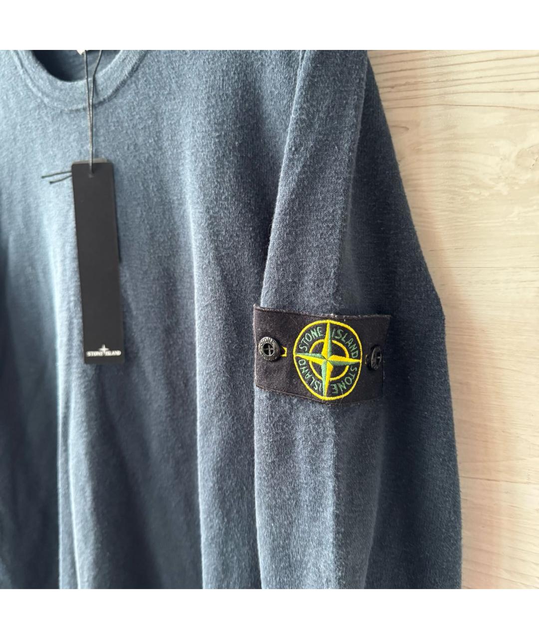 STONE ISLAND Темно-синий хлопковый джемпер / свитер, фото 4