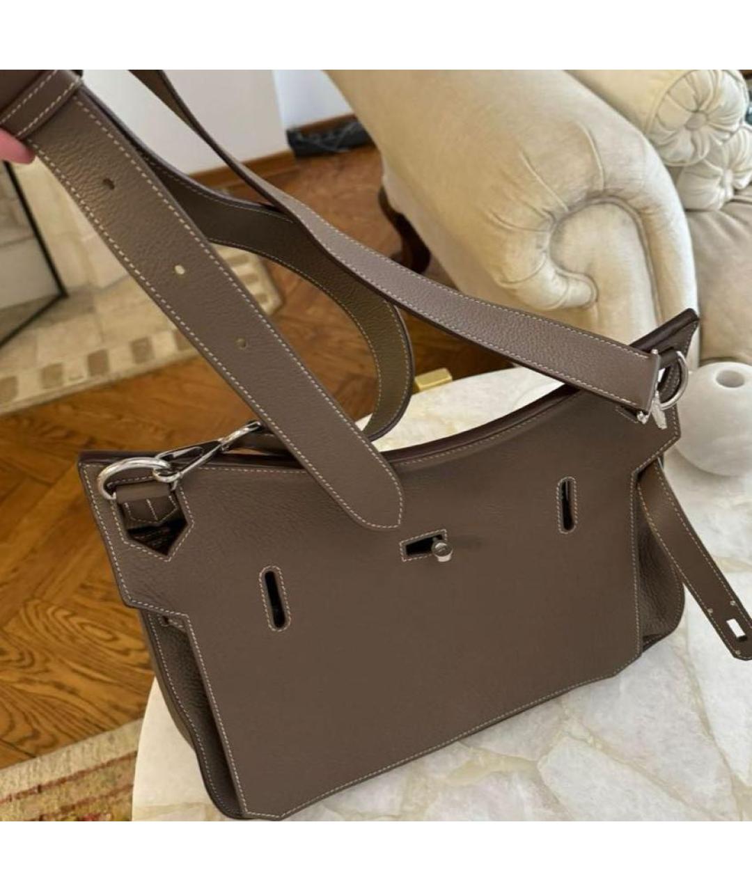 HERMES Хаки кожаная сумка через плечо, фото 5