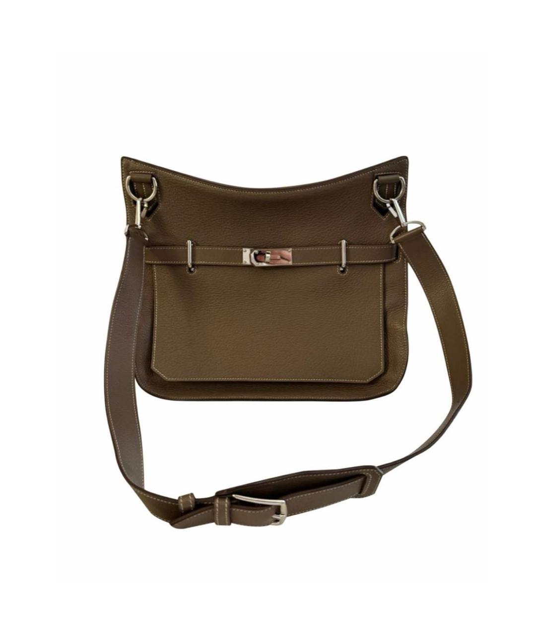 HERMES Хаки кожаная сумка через плечо, фото 7