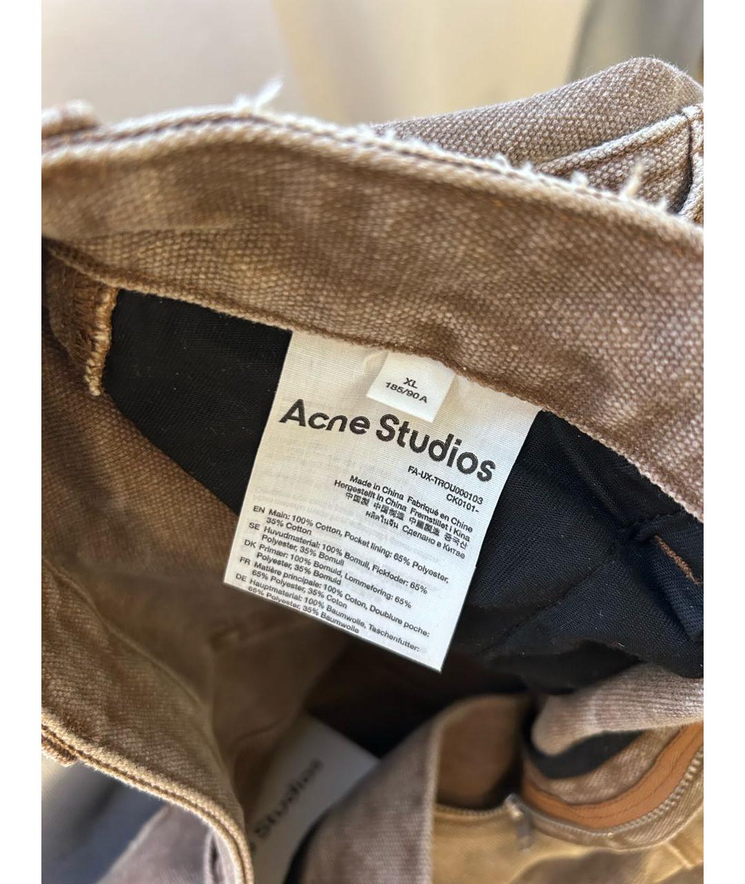 ACNE STUDIOS Коричневые хлопковые прямые джинсы, фото 5