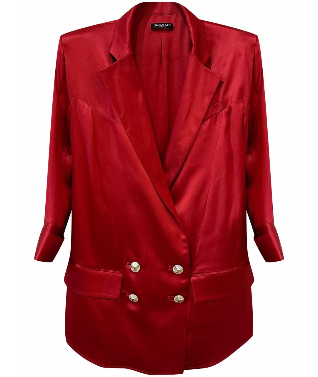 BALMAIN Красный шелковый жакет/пиджак, фото 1