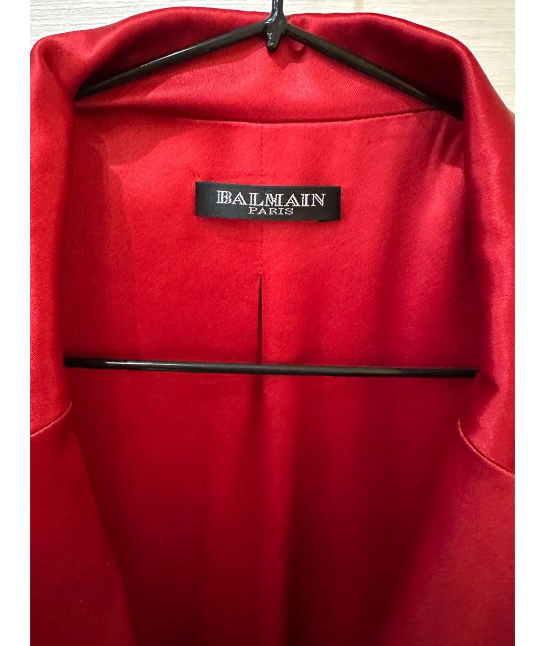 BALMAIN Красный шелковый жакет/пиджак, фото 3