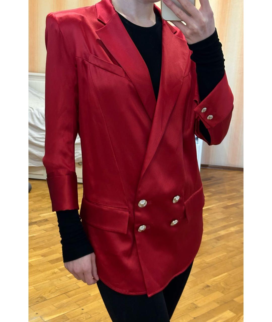 BALMAIN Красный шелковый жакет/пиджак, фото 7