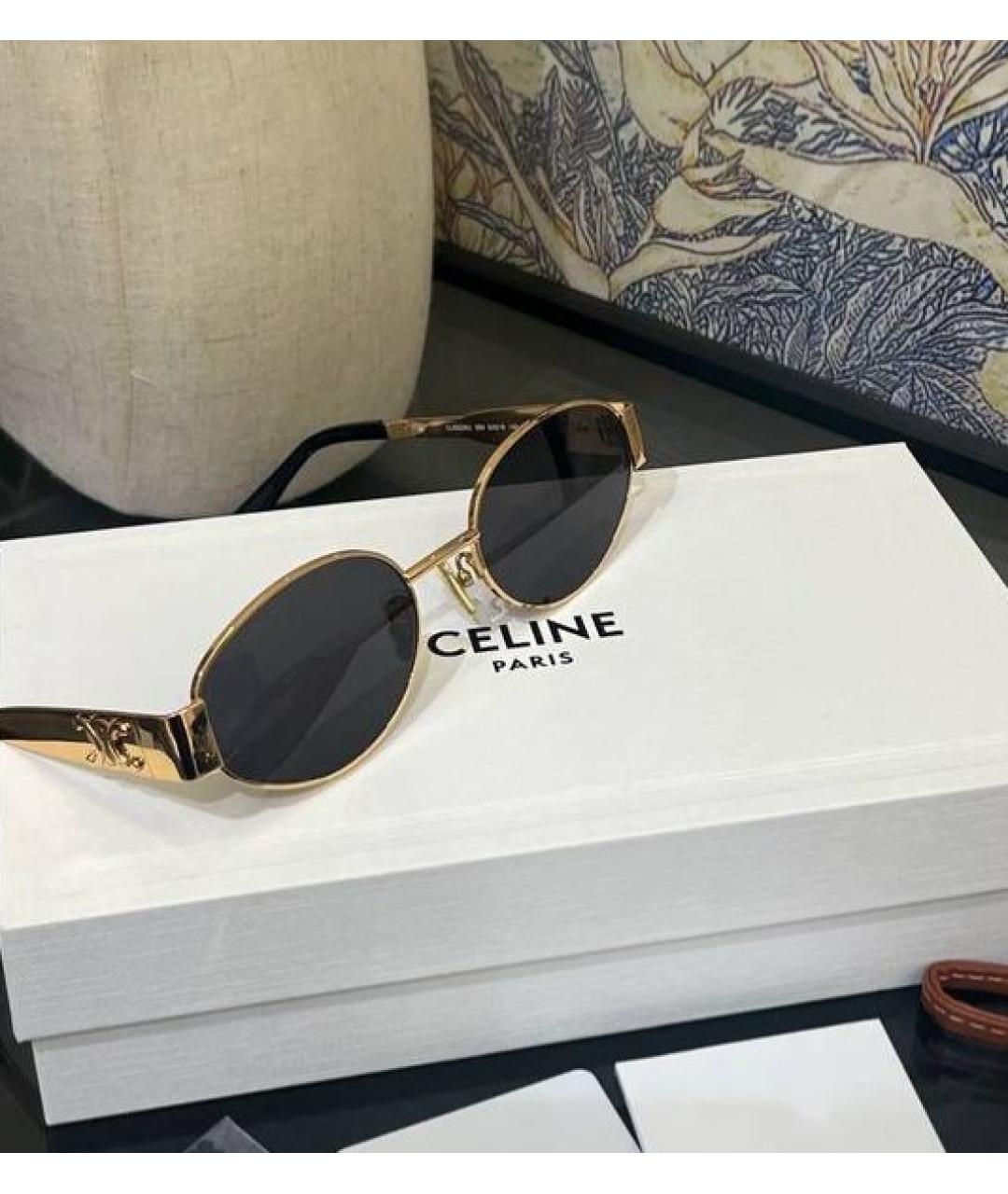 CELINE Золотые металлические солнцезащитные очки, фото 4