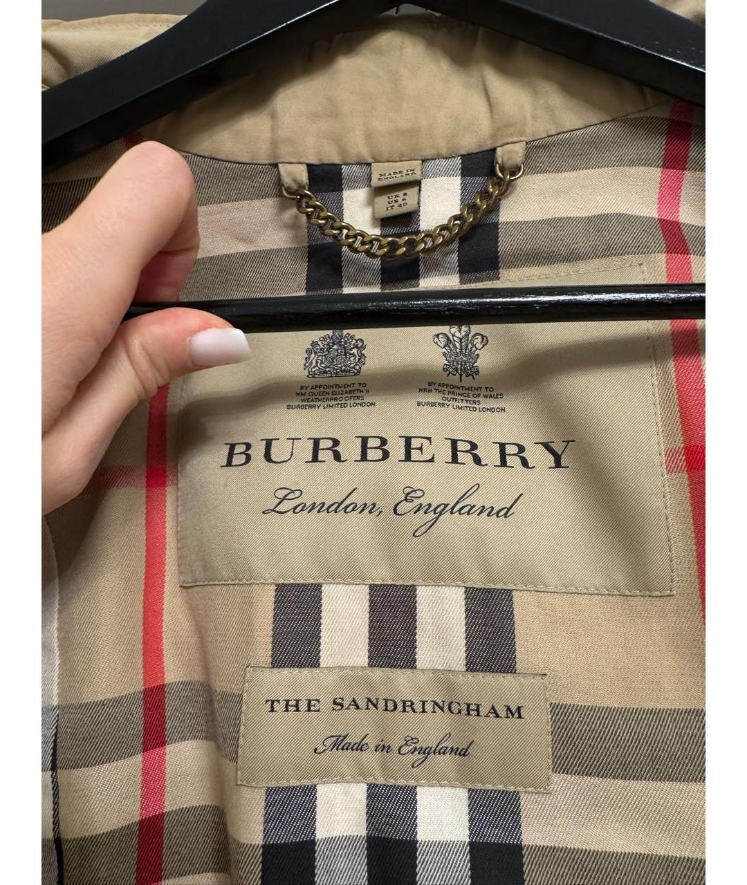 BURBERRY Бежевый хлопковый тренч/плащ, фото 4