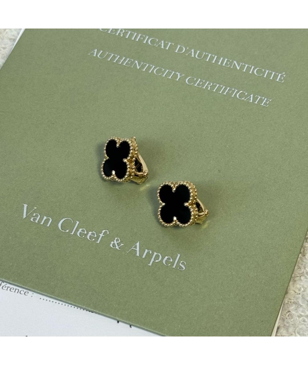 VAN CLEEF & ARPELS Черные серьги из желтого золота, фото 4