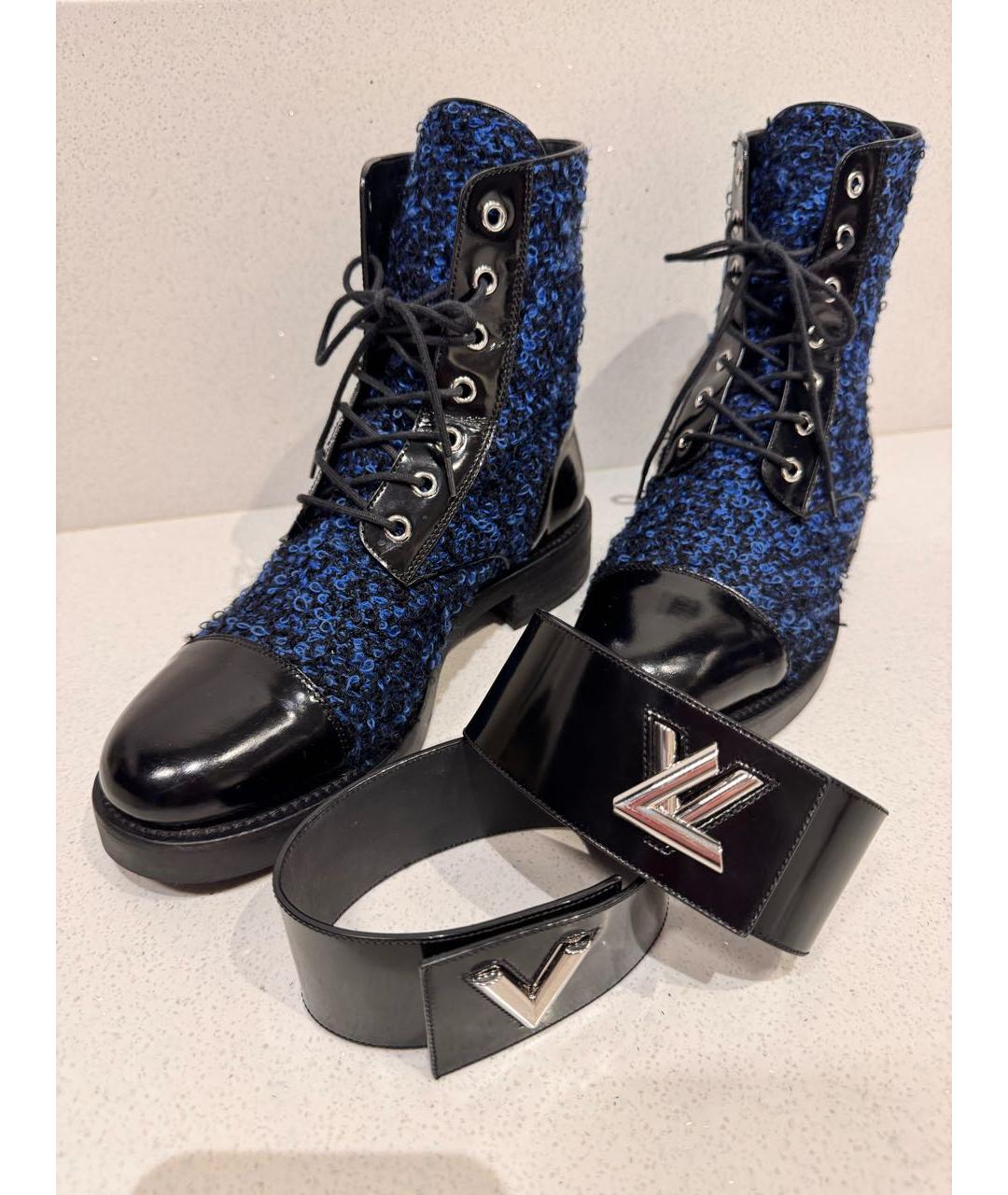 LOUIS VUITTON Темно-синие кожаные ботинки, фото 8