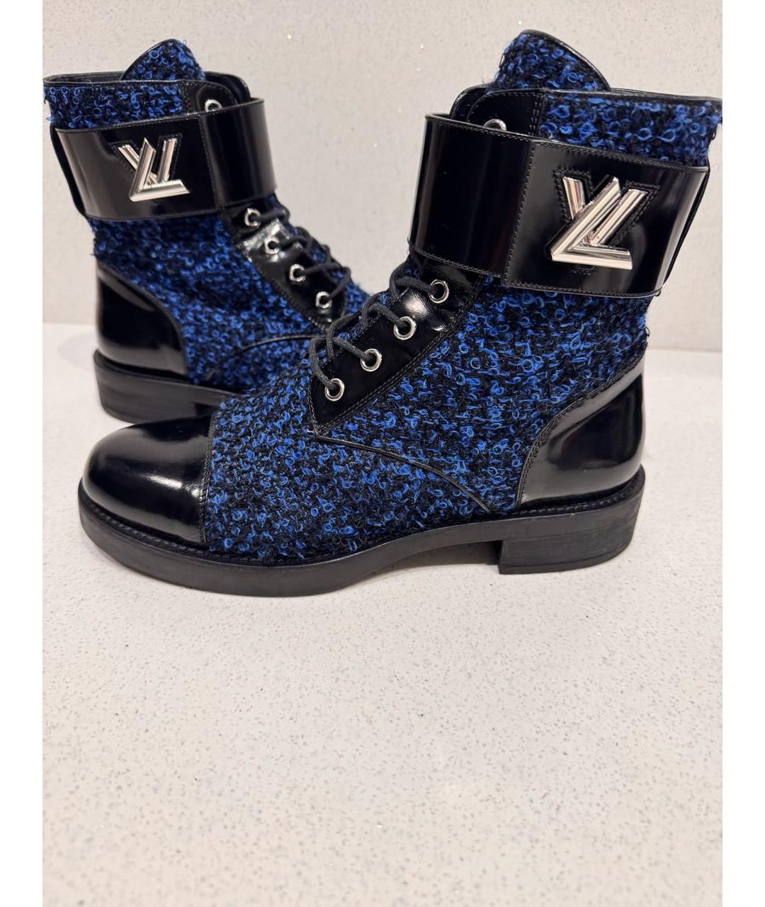 LOUIS VUITTON Темно-синие кожаные ботинки, фото 6