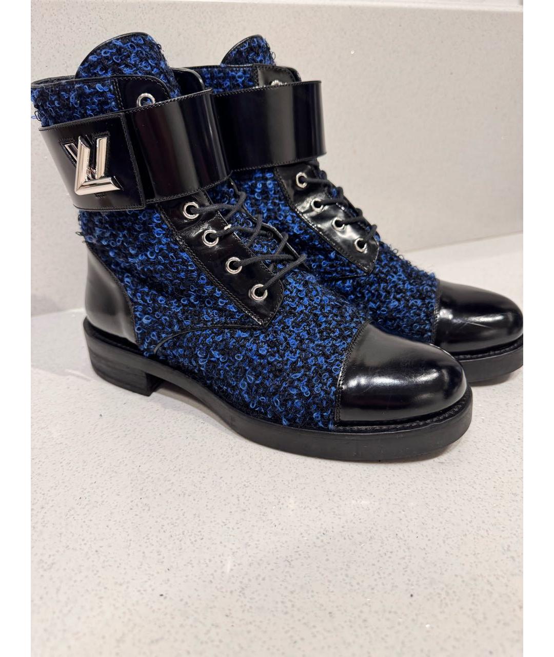 LOUIS VUITTON Темно-синие кожаные ботинки, фото 5