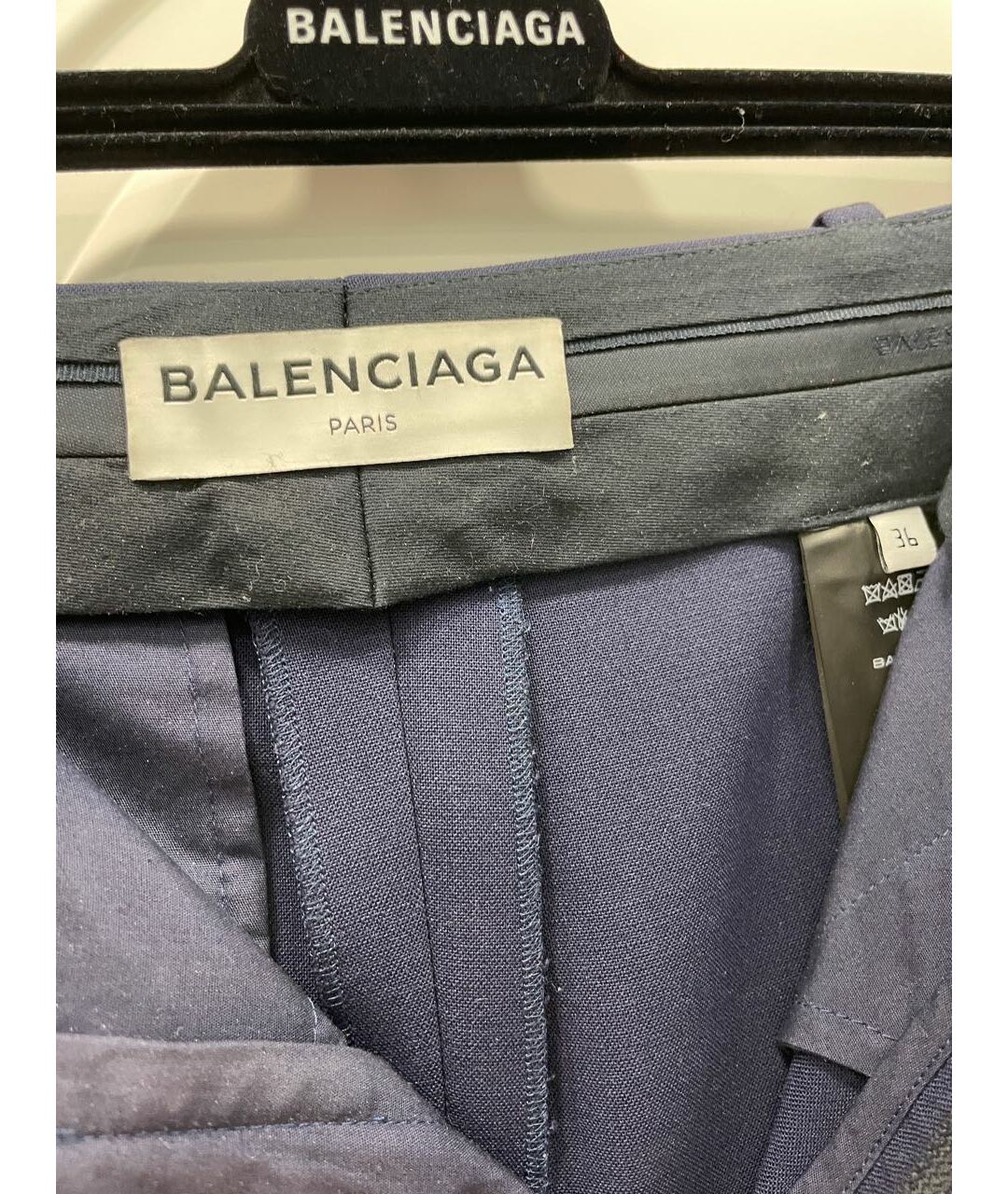BALENCIAGA Темно-синие шерстяные брюки узкие, фото 3