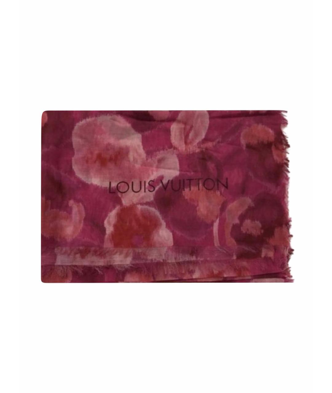 LOUIS VUITTON Розовый шелковый платок, фото 1