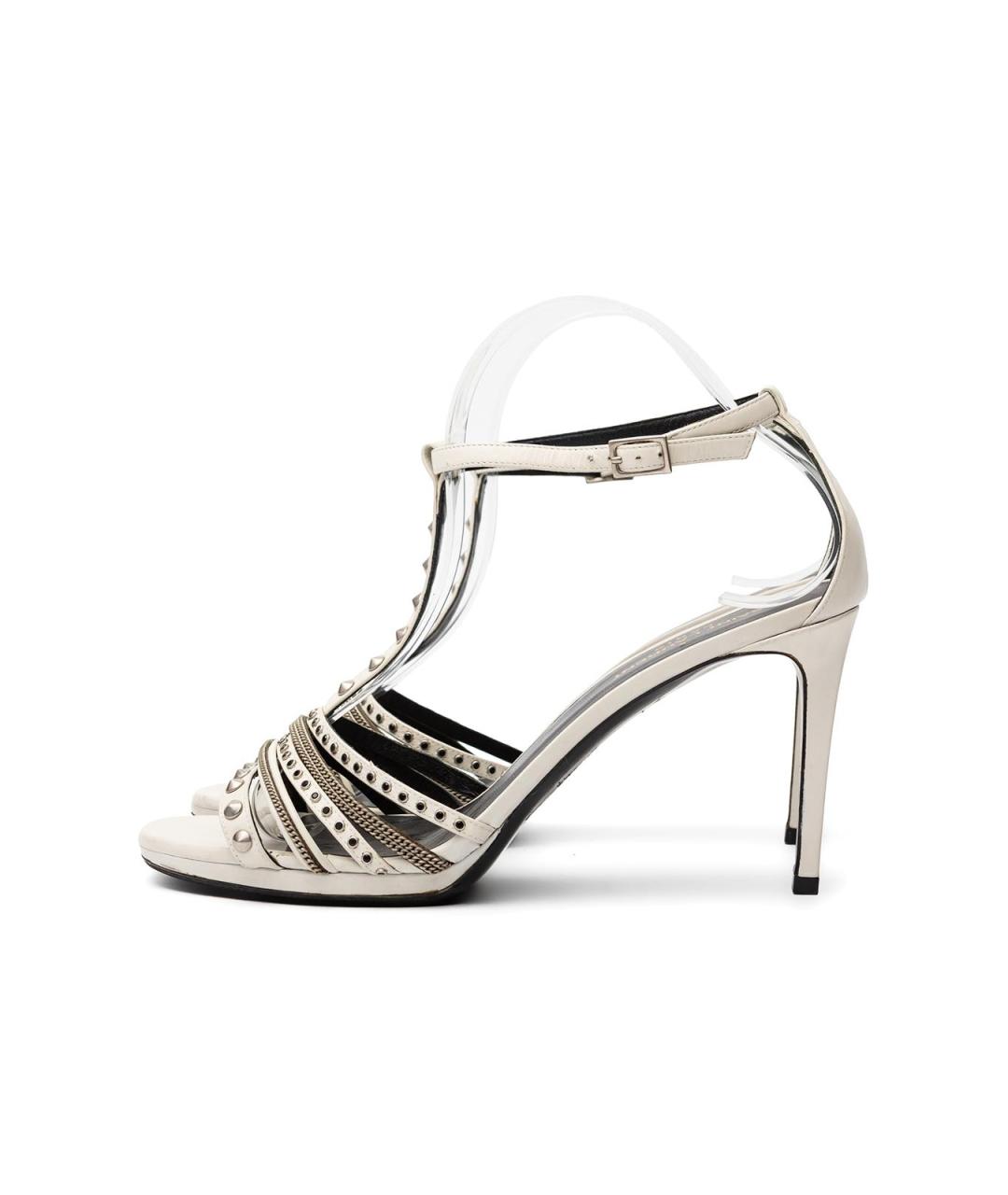 SAINT LAURENT Белые кожаные босоножки, фото 5