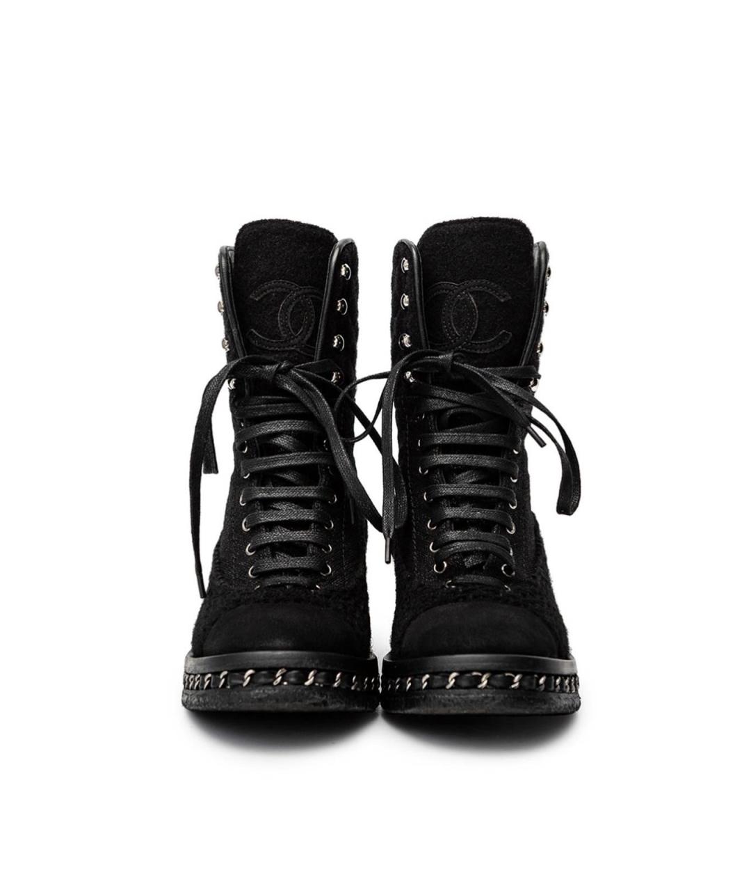 CHANEL Черные текстильные ботинки, фото 3
