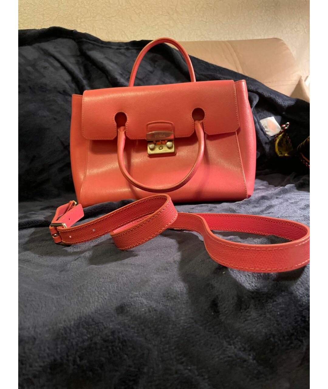 FURLA Розовая кожаная сумка тоут, фото 5