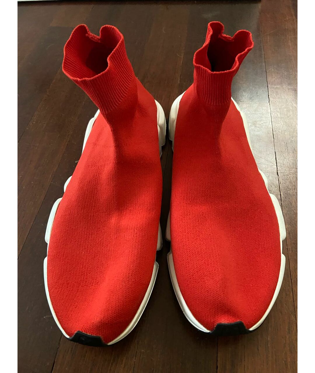 BALENCIAGA Красные текстильные высокие кроссовки / кеды, фото 2