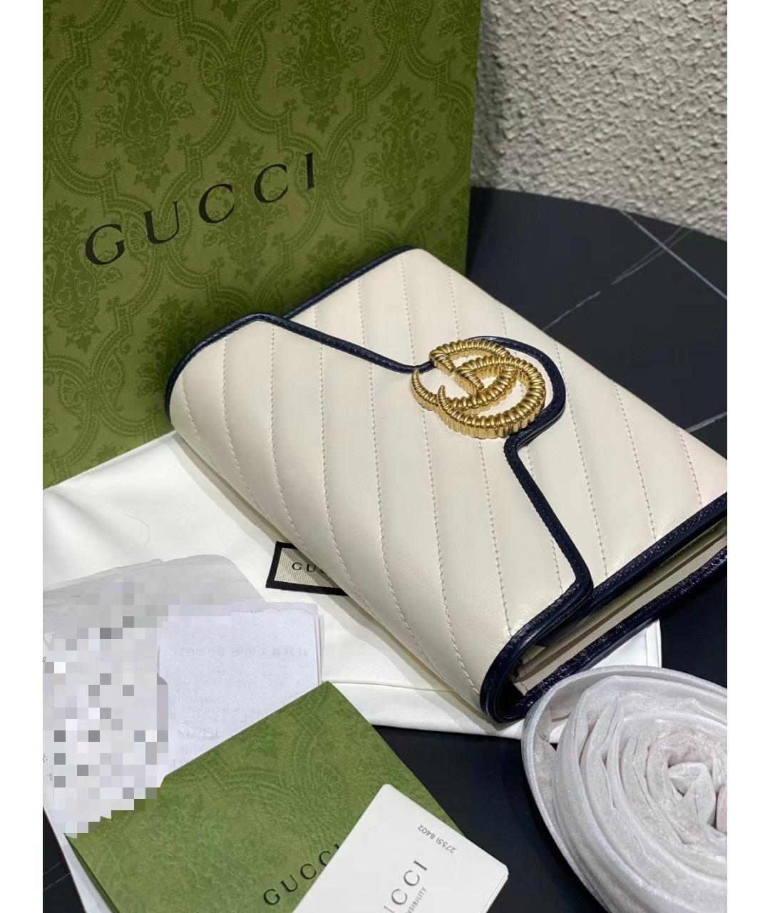 GUCCI Белая кожаная сумка через плечо, фото 3