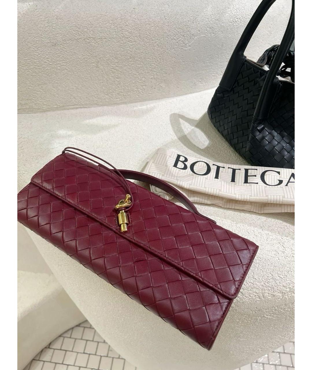 BOTTEGA VENETA Бордовая кожаная сумка с короткими ручками, фото 2